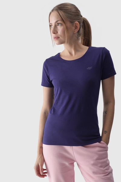 Women's Smooth T-Shirt With Logo Navy 4F 4FWMM00TTSHF1845-31S
