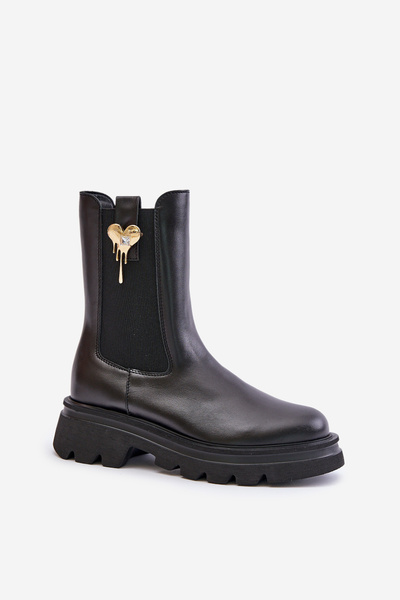 Leather Chelsea Boots with Decoration CheBello 4537 Black