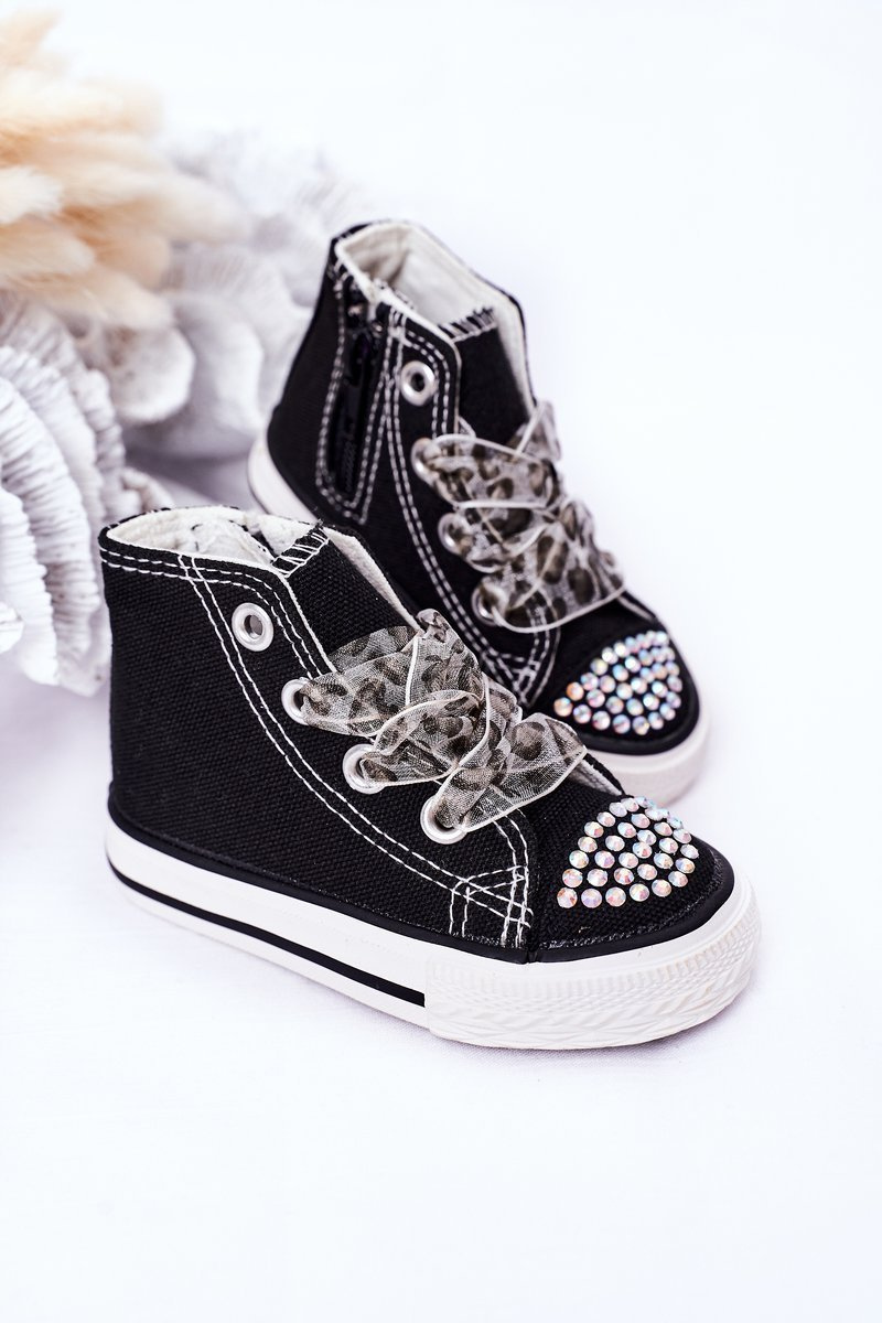 Children's Sneakers With Cubic Zirconia Black Smile - - ZAZOO.PL