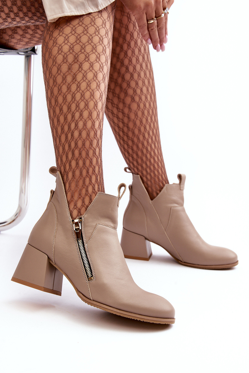 Tan low clearance heel ankle boots