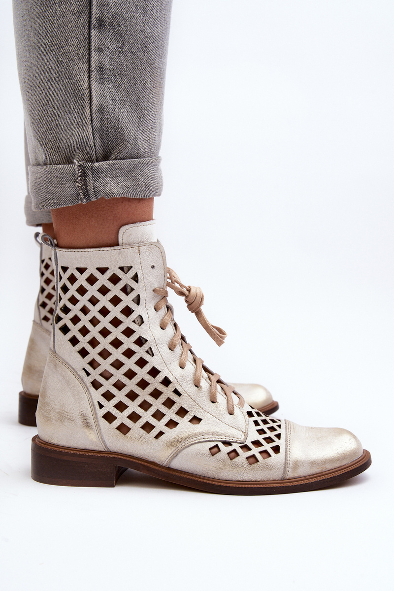 Perforated leather outlet booties