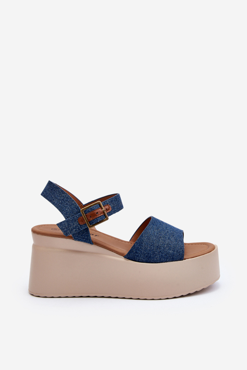 Ladies denim hot sale wedge sandals