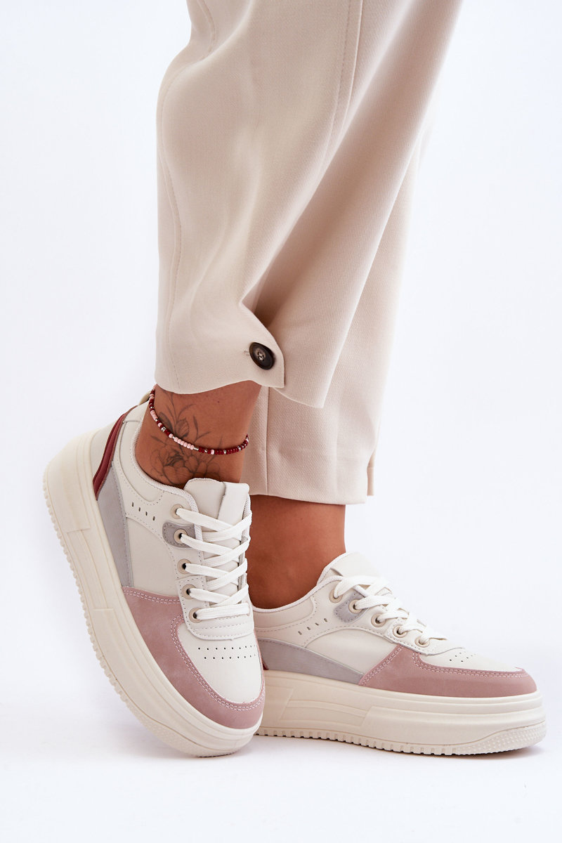 Women s Sports Shoes on a Chunky Platform White Pink Gemma