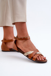 Zazoo 40225 Leather Sandals With Flat Heel Brown