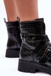 Women's Snake Boots with Straps Black Leora