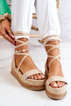 Suede Sandals Espadrilles On the Wedge Beige Shanny
