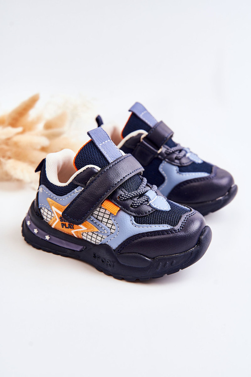 Buty Sportowe Dziecięce Lekkie Rzep Granatowe Mobby