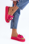 Women's Slippers with Bow and Decorative Teddy Bear Fuchsia Katerina