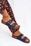 Women's cork platform sandals with buckles navy Vesina