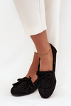 Women's moccasins with fringes and bow black Olivianne