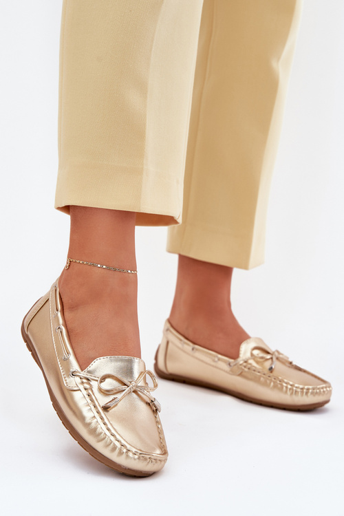 Women's eco leather loafers gold Si Passione