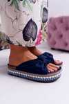 Women's Flip-Flops With Doodles Thick Soles Navy Blue Milady