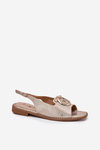 Elegant Sandals With Decoration On Flat Heel S.Barski KV51-003 Gold