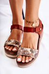 Leather sandals on a wedge brown Josella 