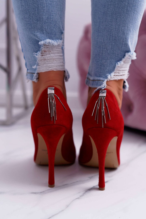 Laura Messi Women's Stilettos 1727 Suede Leather Red Valentine