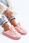 Women's Furry Slippers with Bunny Pink Naveritte
