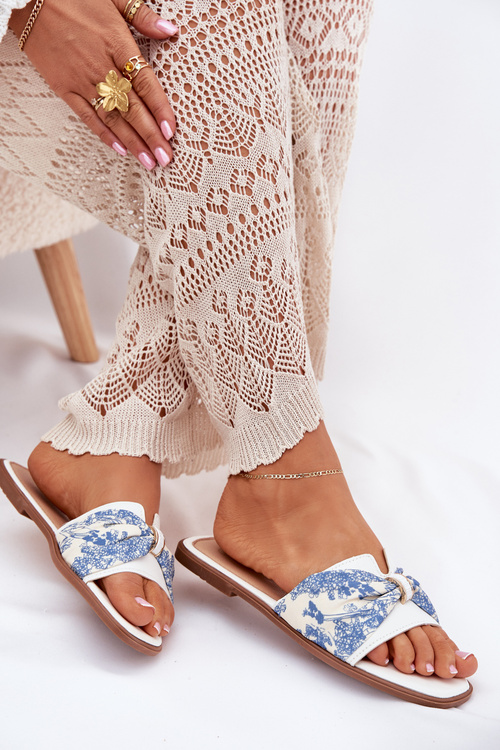 Women's Flat Sandals With Bow White Avenza