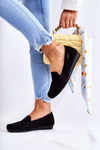 Women's Suede Wedge Loafers Black La Cava