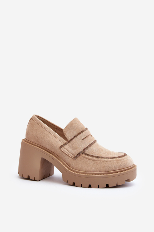 Women's Chunky Heel Pumps Beige Feneli
