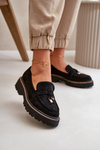 Ladies Eco Suede Moccasins With Decoration Black Verindalle