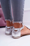 Women's Flat Leather Sandals Silver Nicole 2403 Melbourne