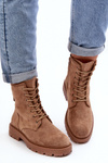 Women's Zip-Up Work Boots Light Brown Ninsuni