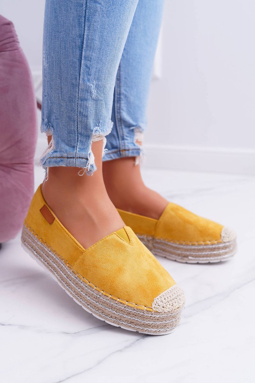 Żółte Wsuwane Zamszowe Espadryle Mariako