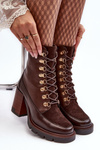 Heeled Lace-Up Boots Brown Lathia