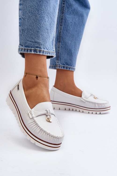 Women's White Platform Moccasins Railav