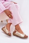 Women's leather wedge sandals Maciejka L7069 Gold