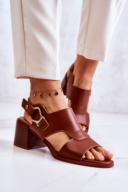 Leather High Heel Sandals La.Fi Brown Leratto
