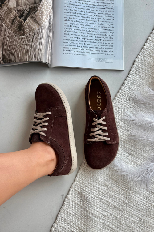 Barefoot Type Sneakers Made of Natural Suede Zazoo 314 Chocolate