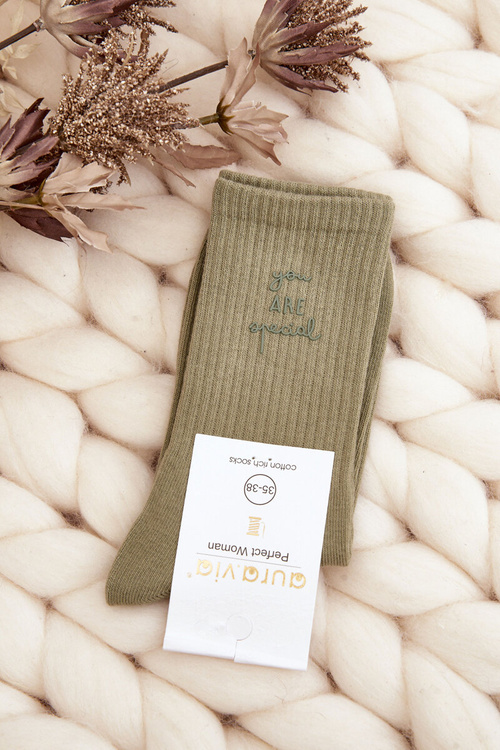 Women's Smooth Socks with Green Logo