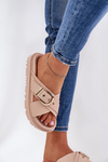 Platform Sandals With Buckle Beige Honavia