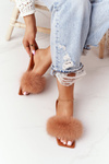 Leather Slippers With Eco Fur Camel Love You So
