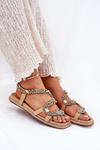 Women's Sandals With Decoration Snake Eco Suede Artiker Beige 56C1361