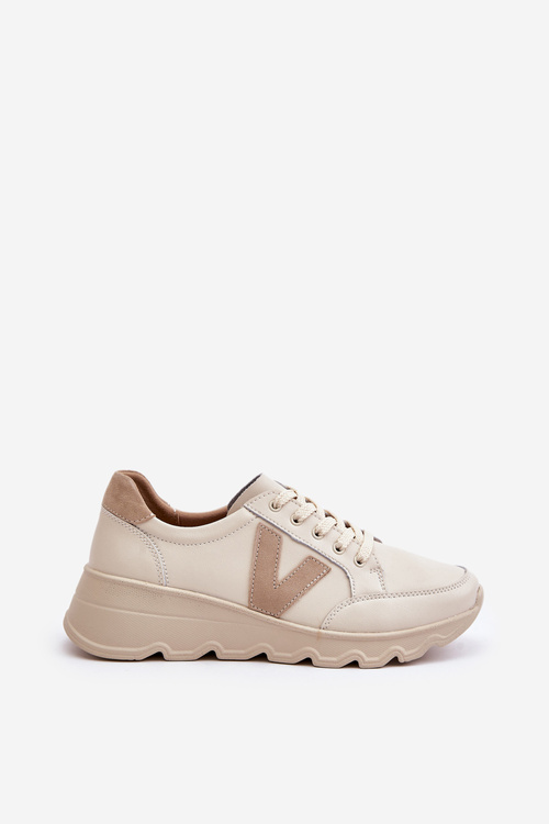 Buty Sportowe Damskie Skóra Naturalna Beżowe Vinceza 7918