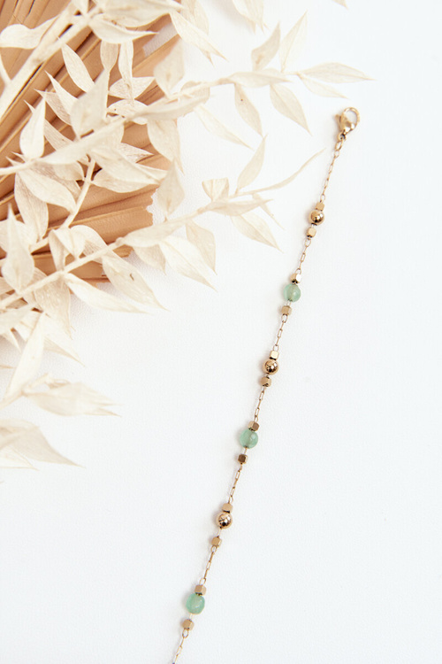 Bransoletka Klasyczna Zielone Koraliki Złota