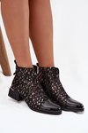 Patent Leather Women's Ankle Boots Made of Genuine Leather with Low Heel D&A LZ52-960 Black