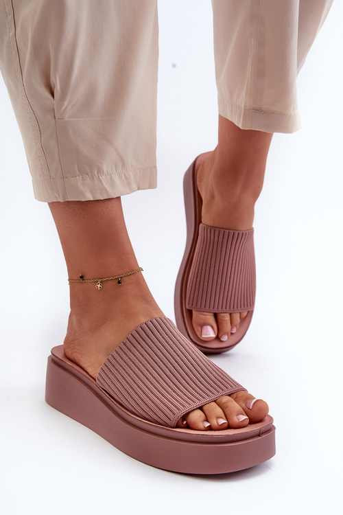 Damskie Klapki Na Platformie Różowe Sergio Leone SK083H