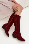 Cowboy Boots Made of Natural Suede Lined Zazoo 4225 Burgundy