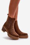 Women's Heeled Boots Made Of Eco Suede Insulated Dark Brown Nevitas