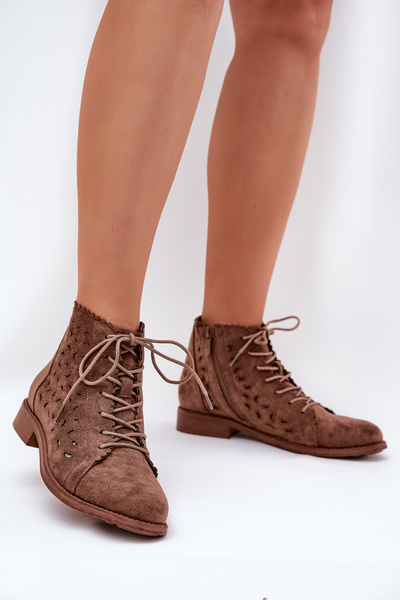 Low Ankle Boots With Perforated Pattern S.Barski HY51-185 Brown