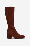 Women's Low Heel Eco Suede Boots Sergio Leone KZ212 Brown