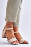 Women's Suede Low Heel Sandals Beige Loredo