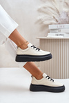 Damskie Buty Sportowe Platforma Skóra Naturalna 41470 Vinceza Beżowe