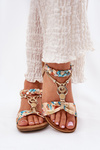 Women's Flat Sandals With Woven Strap And Decoration Artiker 56C1316 Gold