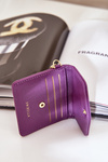 Card Holder With Golden Keychain Eco Leather Purple Iritinme