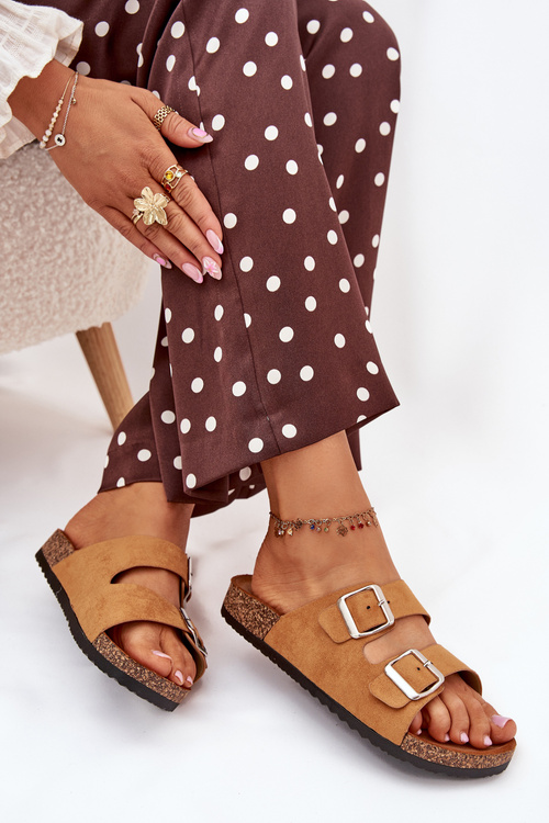 Women's Cork Platform Sandals With Buckles Camel Livara