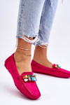 Women's Suede Loafers With Crystals Fuchsia Lucille
